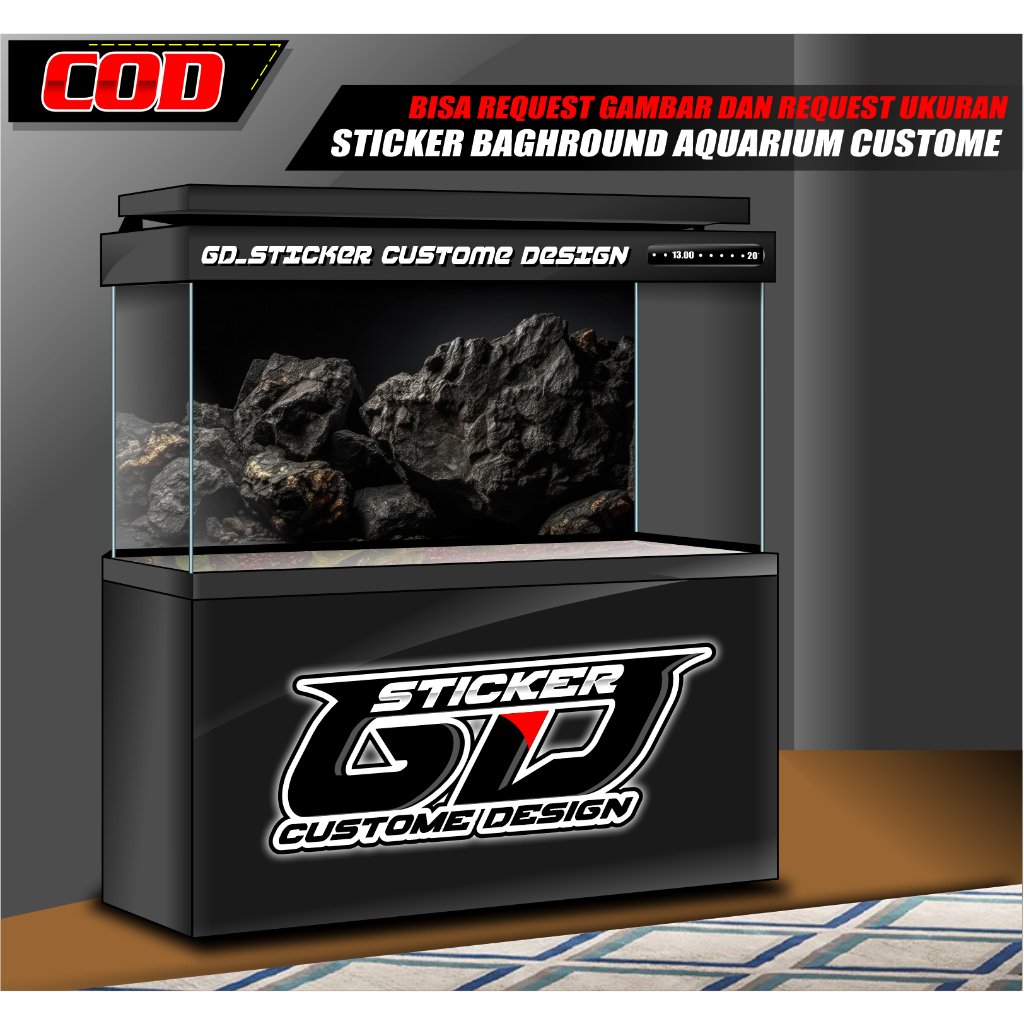 STICKER AQUARIUM / BACKGROUND AQUARIUM / WALLPAPER AQUARIUM BATU ROCK / BEBATUAN ALAM