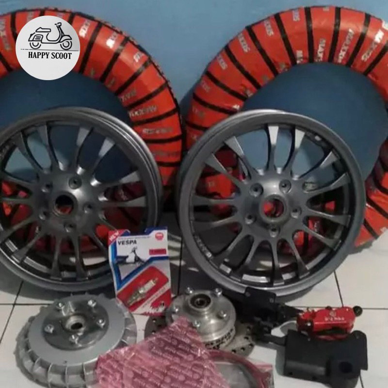 UPGRADE VELG VELK R RING 12 SET SEMUA VESPA KLASIK KAKI2 KAKI3 CAKRAM SET MURAH