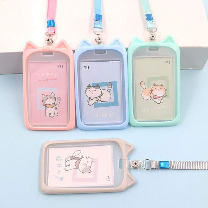 

Name Tag Lanyard Gantungan Kartu Motif Kuping / Id Card Holder Akses MRT Busway E-Money Bentuk Karakter Warna Pastel