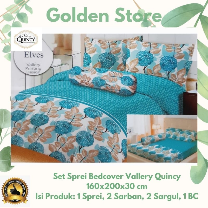 Set Sprei Bedcover Vallery Quincy 160x200x30 Motif Elves