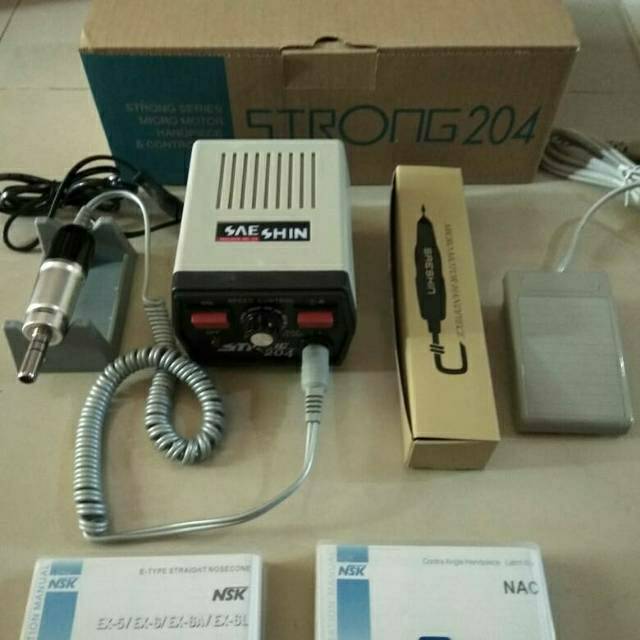 MIKROMOTOR STRONG 204 siswa Micromotor Strong Saeshin 204 lengkap contra angle straight