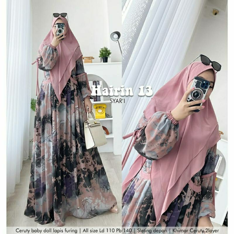 HAIRIN SYARI SET HIJAB / R FASHION / GAMIS SET/ MODEL SPASSY / MODEL UWAIS /  TERMURAH / TERLARIS /C