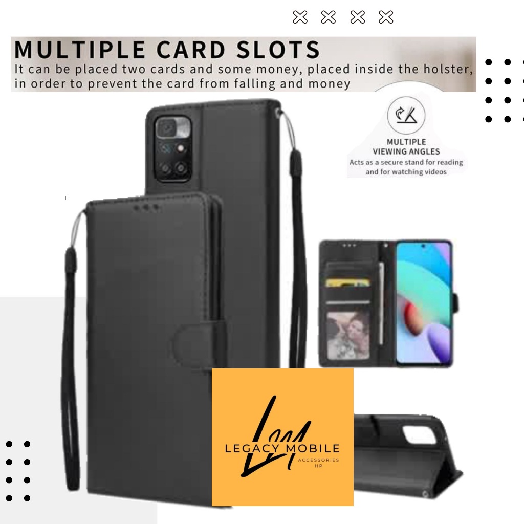 Flip cover leather wallet Xiaomi Redmi 10 2022 case dompet kulit