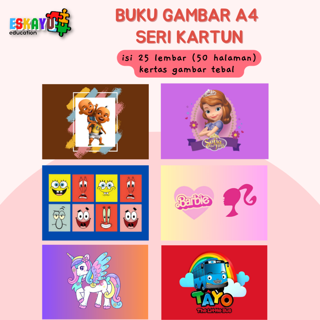 

Eskayu Education- Buku gambar A4 anak balita & SD spiral premium seri kartun