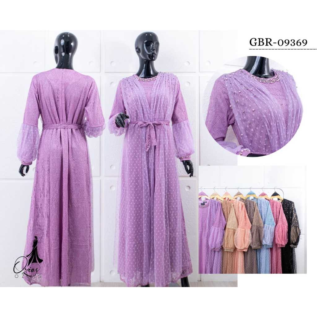 Ozias - Gamis Brokat 09369 LD 105 I Gamis Tangan Balon I Gamis Formal