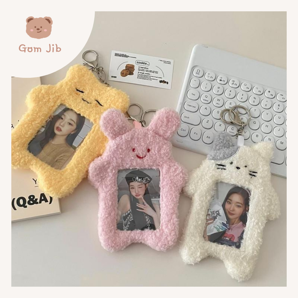 

Plush Photocard Rabbit Cat / PC Holder / Holder ID / Lanyard / Tempat Kartu Bulu Lucu Kantor Sekolah GOM JIB