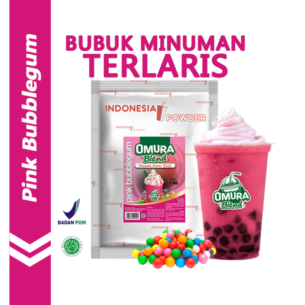 

OMURA Blend Bubuk Minuman Premium Rasa Pink Bubble Gum / Permen Karet Powder Drink 1 Kg Omura Powder