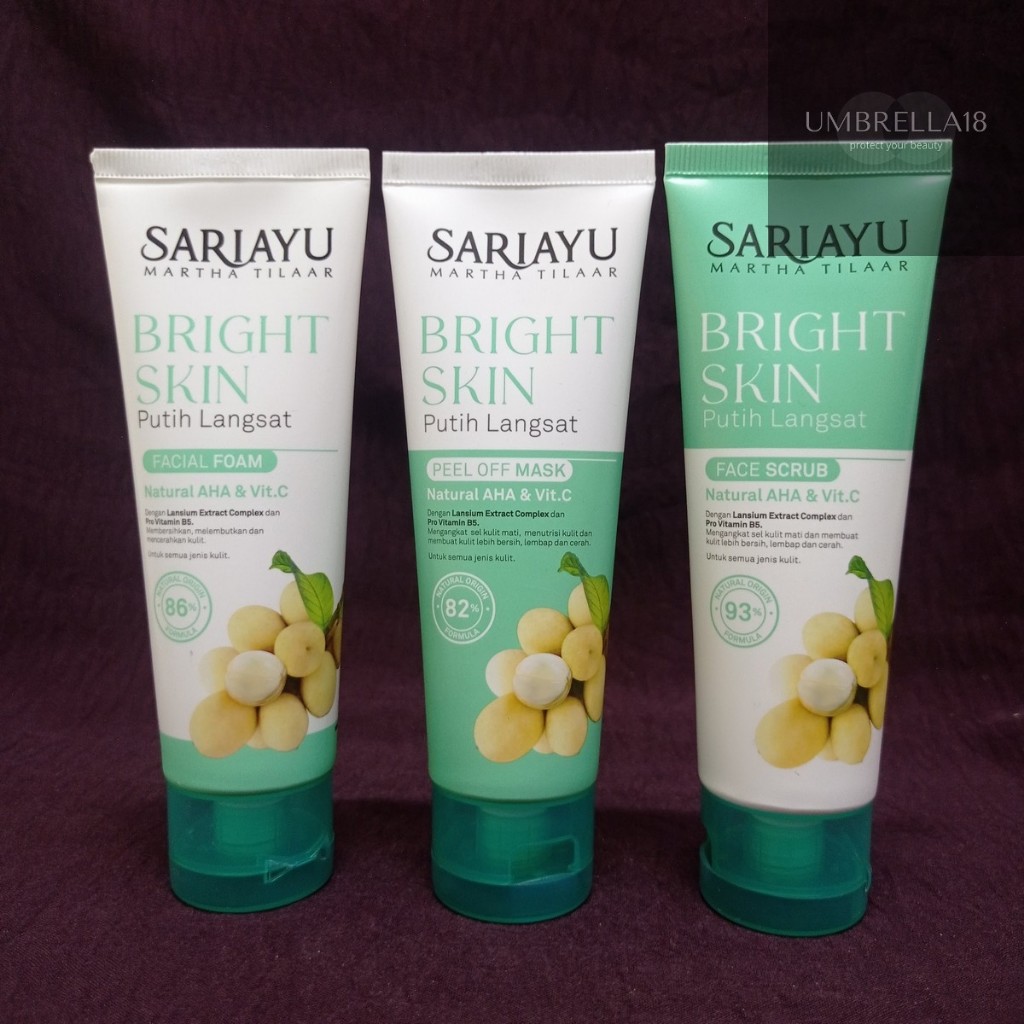 Paket 3in1 SARIAYU Bright Skin Putih Langsat Series/Facial Foam/Peel Off Mask/Face Scrub/Paket 3in1/
