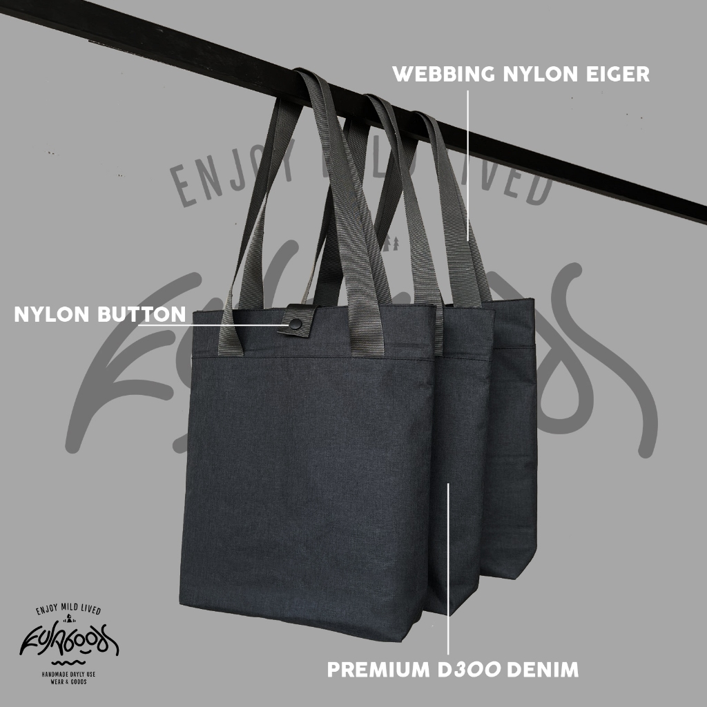 TOTEBAG polos promosi model kancing D300 denim supertebal