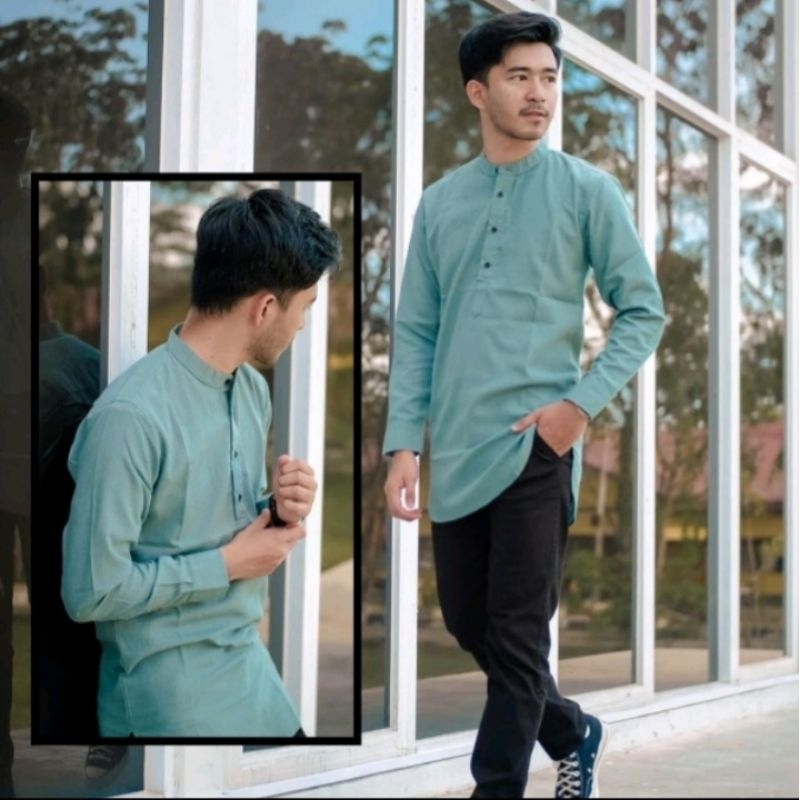 Busana Muslim Pria / Kurta pakistan / baju kurta pakistan lengan panjang /  kurta lengan panjang