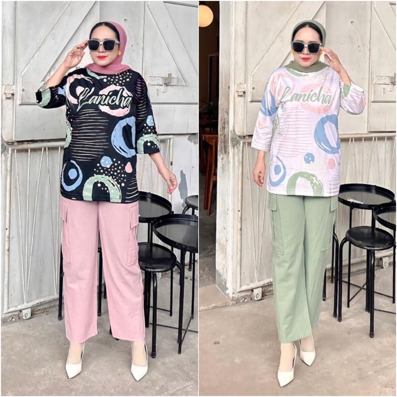 HC - One set Wanita Kekinian . Set Celana dan Kaos Wanita Kekinian. Set wanita kekinian. Setelan Kao