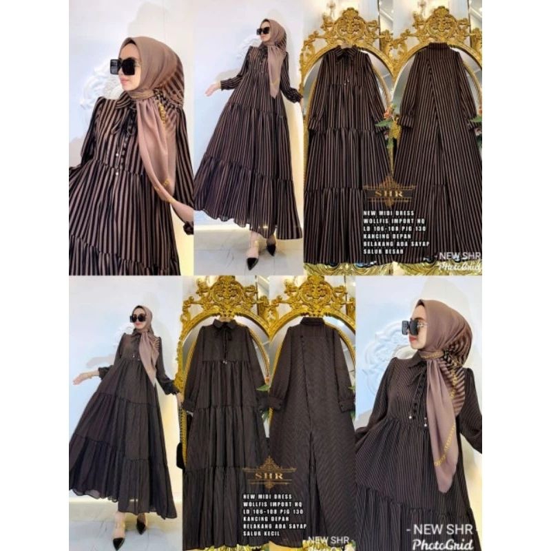 GAMIS SHR 100% ORI DRESS MAXI SALUR WOLFIS WOLLFIS SYAHIRA