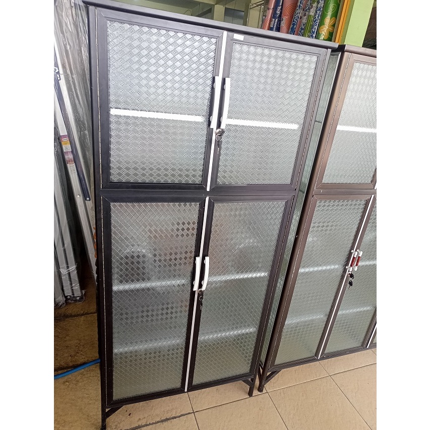 lemari rak piring aluminium 2 pintu