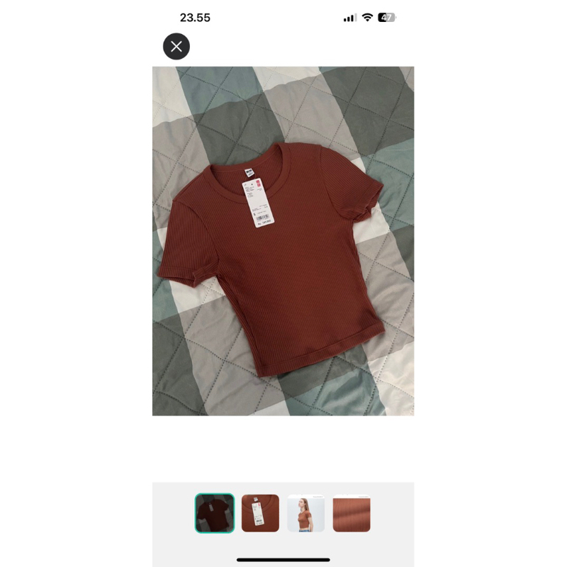 UNIQLO Rib Crop Brown