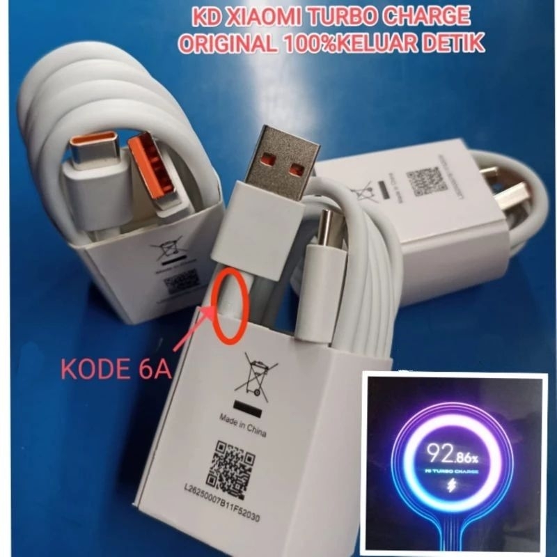 Kabel Data Xiaomi Mi Turbo Charge 6A Fast Charger Ori
