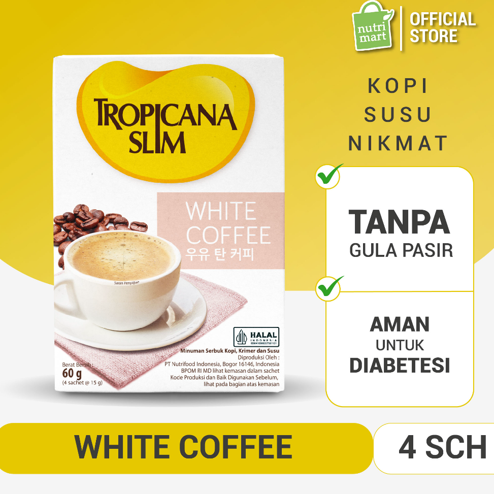 

KNPD3535 Tropicana Slim White Coffee 4 Sachet - Kopi Susu Nikmat Tanpa Gula Pasir