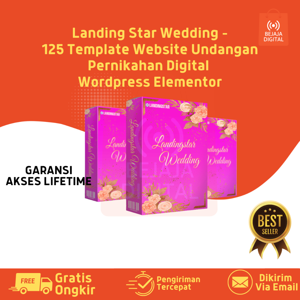 Landing Star Wedding - 125 Template Website Undangan Pernikahan Digital Wordpress Elementor untuk Mo