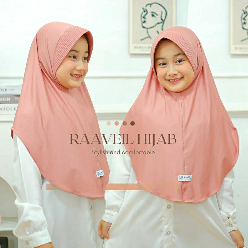 Hijab anak instan bergo Khimar pinguin 6-12 tahun jersey premium kerudung anak perempuan Jilbab anak