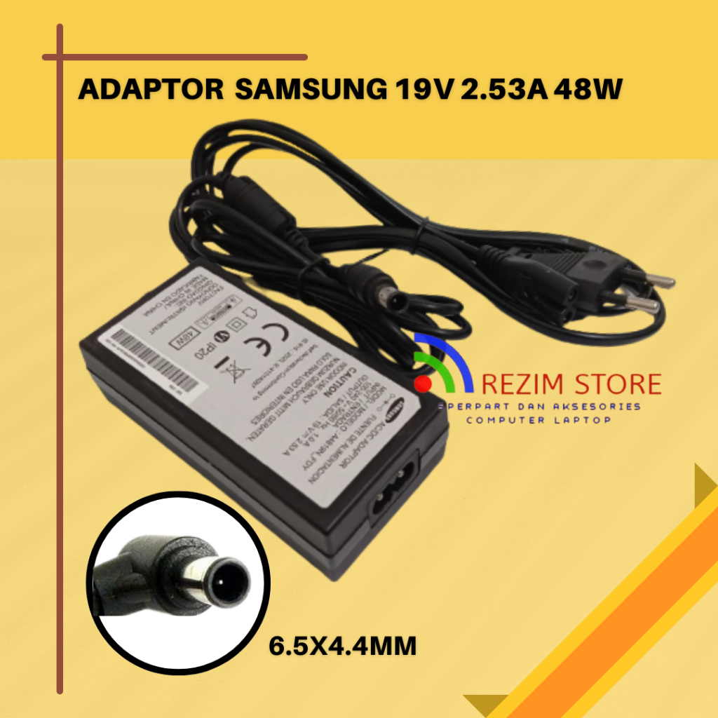 Charger Adaptor Samsung 19V 2.53A 48W Jarum Plus Kabel Power/ 48W 19V 2.53A AC Power Adapter