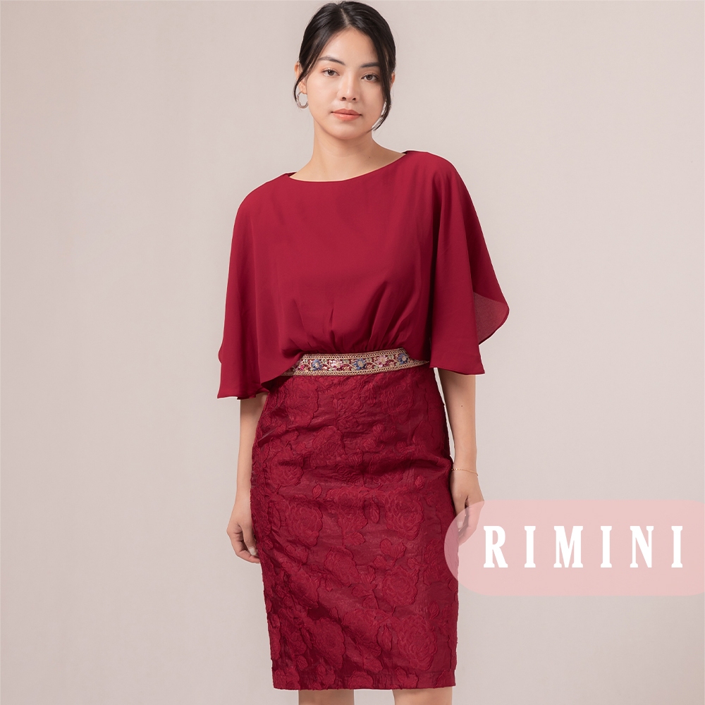 RIMINI - Dress Wanita Pesta Cape Textured Bruklat Tile XS-XL - Aza Dress - 887690