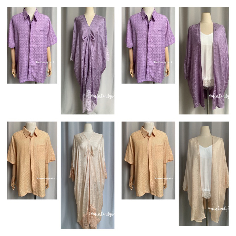 Misskendy-satu set batik couple sarimbit kemeja pria kaftan/dress/outer wanita doby viscose