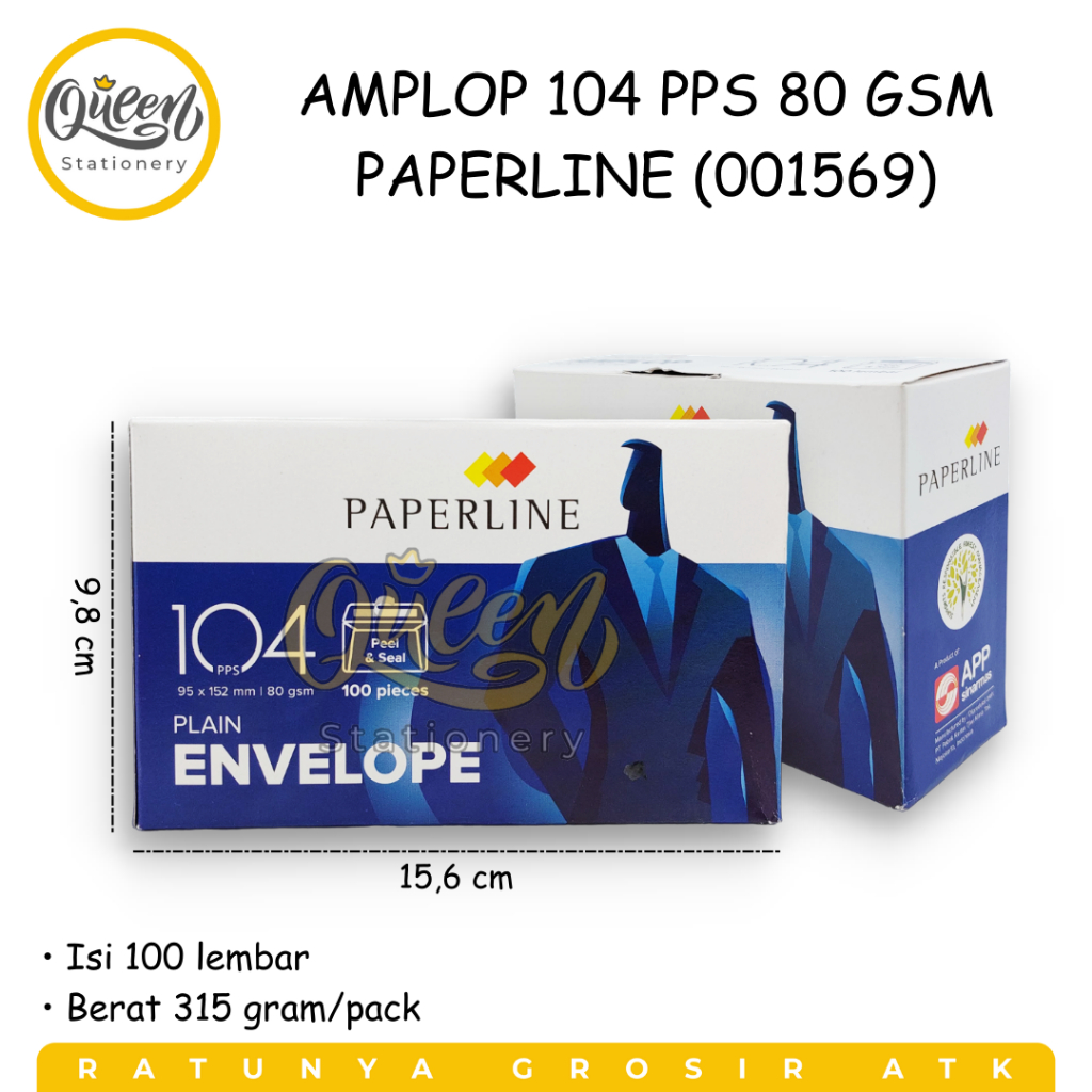 

1 PACK AMPLOP 104 PPS 80 GSM PAPERLINE PLAIN ENVELOPE PUTIH POLOS (001569)