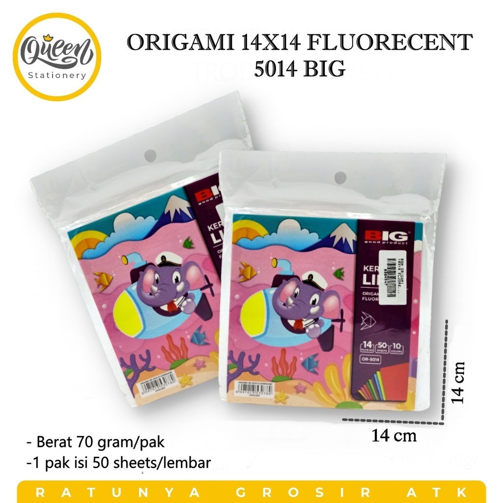 

1 PACK ORIGAMI 14X14 FLUORECENT 5014 BIG ORIGAMI PAPER KERTAS LIPAT (010194)