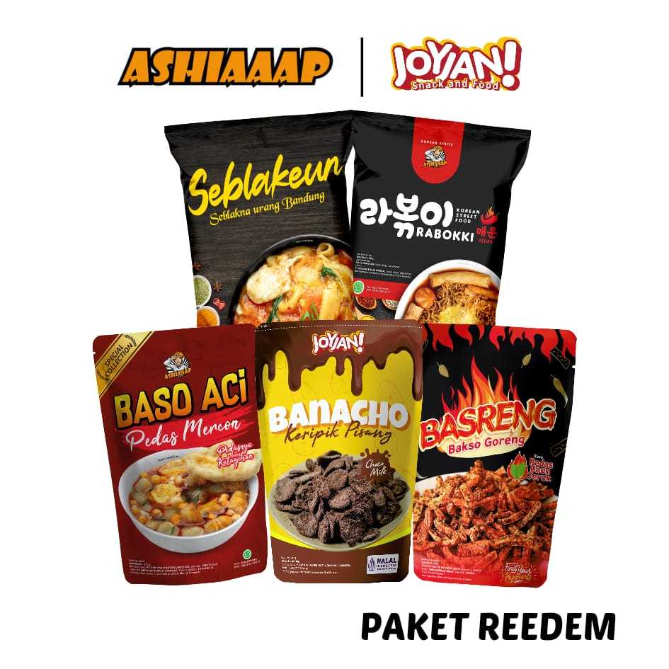 

Paket Reedem Voucher Ashiaaap (Rabokki + Seblakeun + Baso Aci Mercon + Banacho + Basreng)