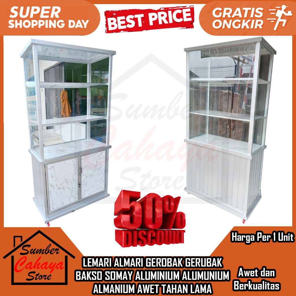 [KARGO] LEMARI ALMARI KABINET GEROBAK GERUBAK BAKSO SOMAI SIOMAI BATAGOR DAGANG JUALAN JUAL ALUMINIU