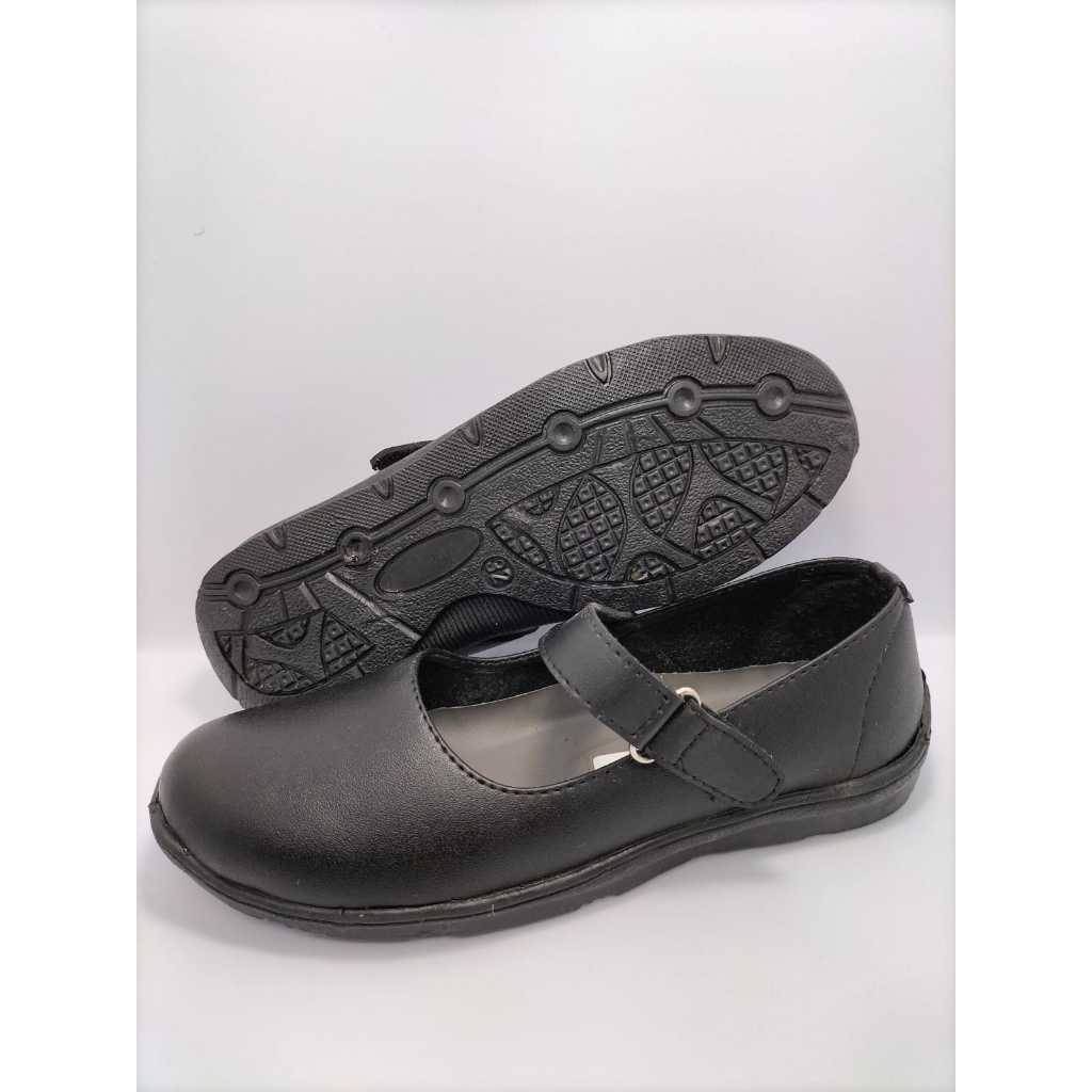 Sepatu Flat Pantofel Kulit Hitam Polos Full black Anak Perempuan Dewasa TK SD 1 2 3 4 SMP SMK SMA Se