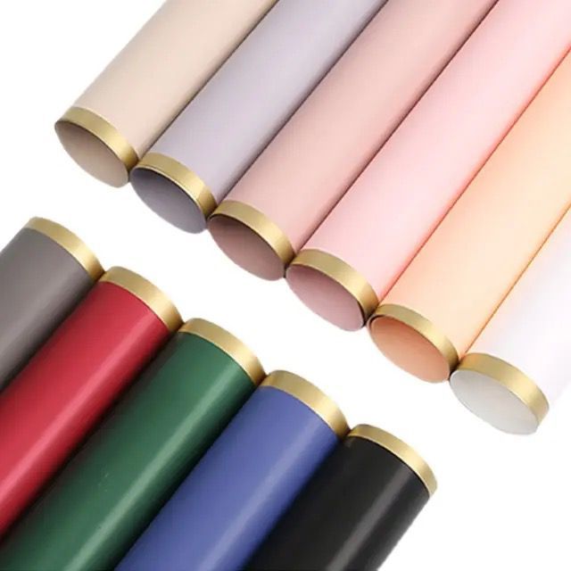 

(ECER) FLOWER WRAPPING SOLID GOLD LINE COLOR CELLOPHANE KERTAS BUKET BUNGA HAND BOUQUET WRAP PAPER