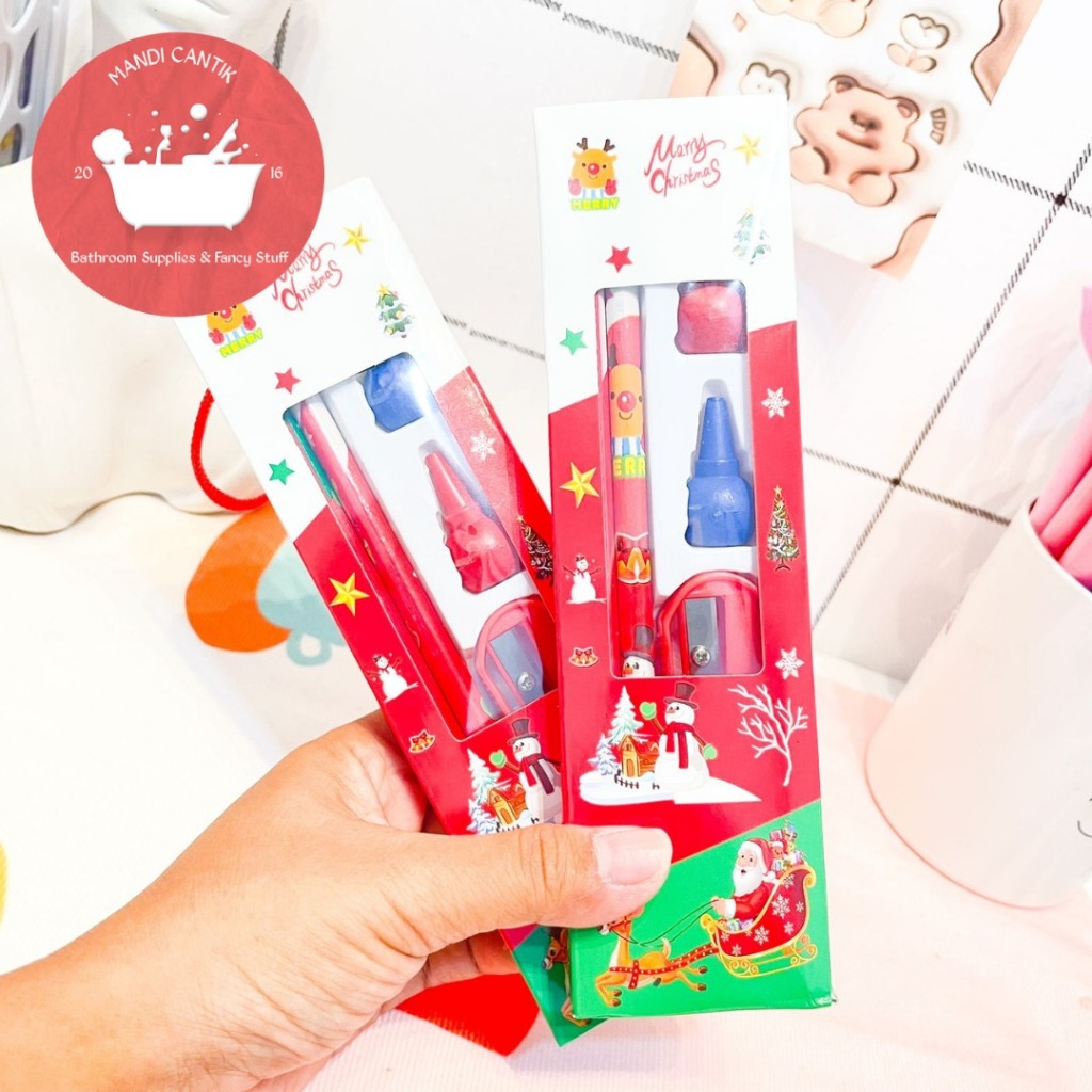 

PAKET XIMI NATAL SET-1036 FREE BOX BERTALI 6 IN 1 PENSIL RAUTAN PENUTUP PENGHAPUS ALAT TULIS SEKOLAH AESTHETIC