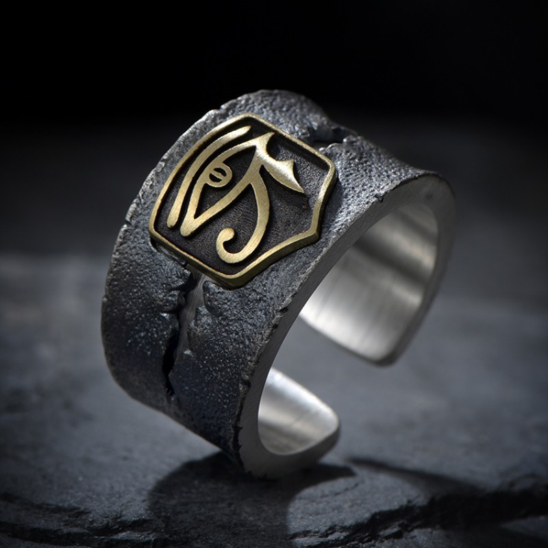 Cincin Mata Dewa S925 Perak Sterling Anti Karat / Cincin Mata Horus Mesir Kuno / Adjustable Eye of H