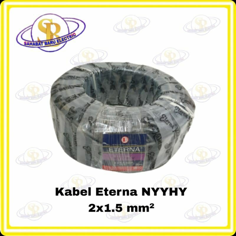 Kabel Eterna NYYHY 2x1.5 mm² Hitam Kabel Listrik Serabut @50m Per Roll