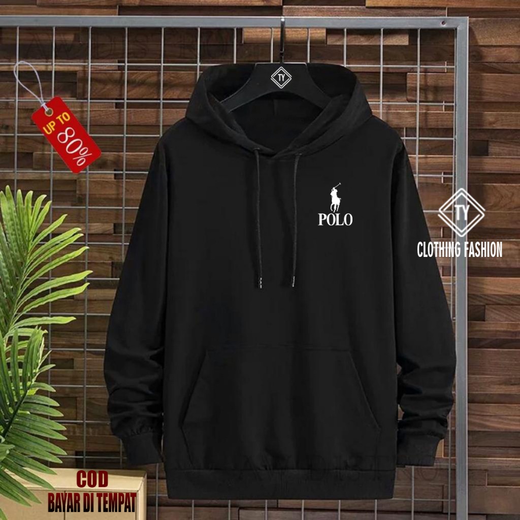 COD Sweater Hoodie Jumper Logo Polo Logda text Putih Jaket pria Wanita Terkeren Jaket Lagi Viral 202