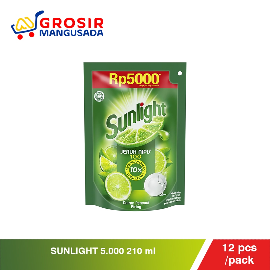 Sunlight 5.000 210 ml / Sabun Cuci Piring Sunlight 210ml Grosir 12pcs