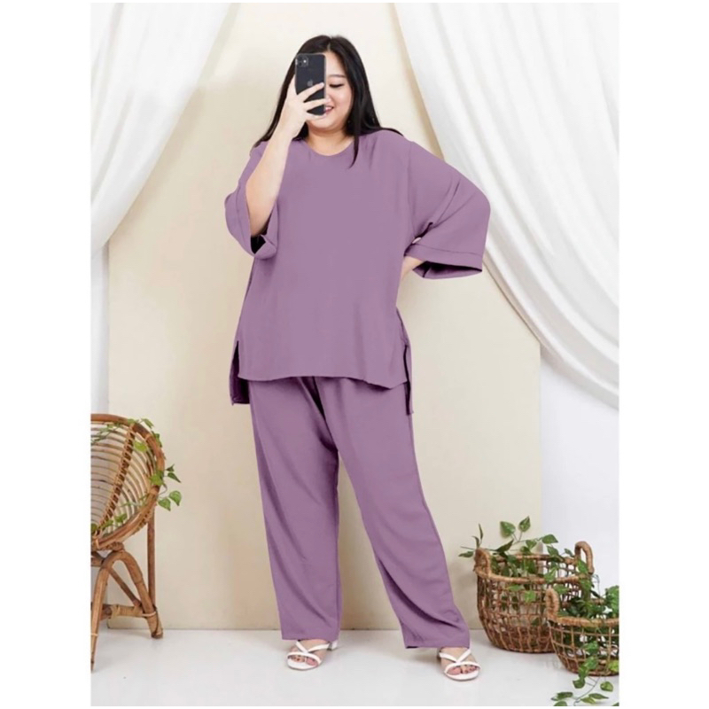Jaysen - Setelan Baju Wanita Jumbo Polos / oneset oversize / setcel wanita jumbo premium
