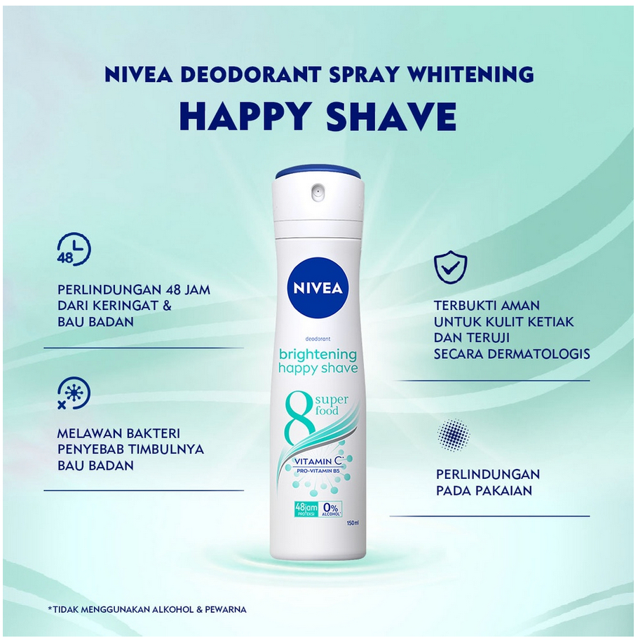 NIVEA Extra Brightening // Brightening Hijab Fresh // Happy Shave Deodorant Spray (150ml)