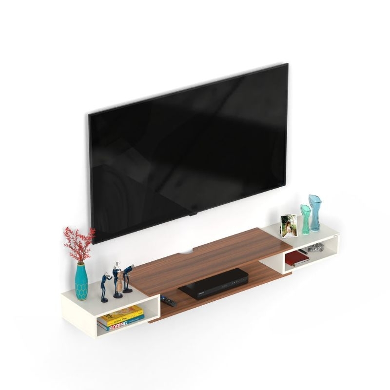 Rak TV Minimalis Rak TV Gantung Rak Hias Meja TV Full Kayu Asli Ukuran : P x L x T : 120cm x 23cm x 