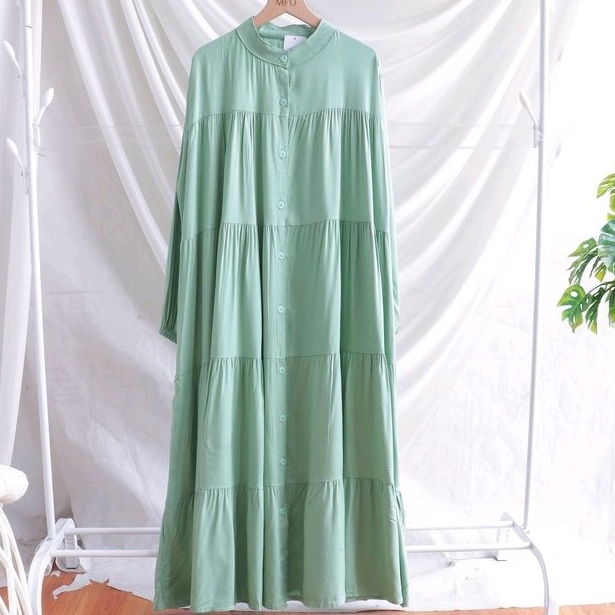 Midi Dress Rayon Twill Oversize Busui Fashion Muslim Wanita Korean Style Terbaru Solju