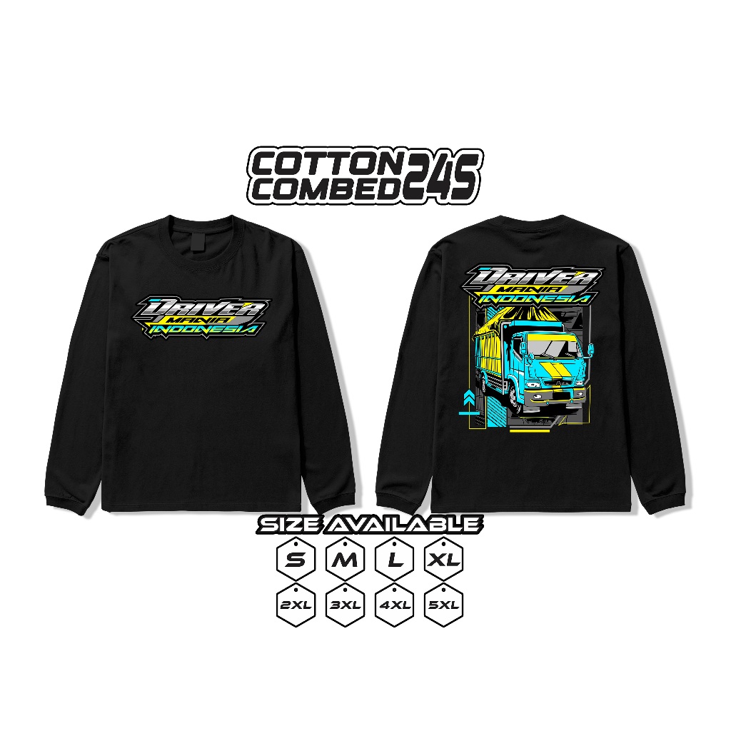 Kaos Lengan Panjang Driver Mania Indonesia Baju Truck Canter Big Size Jumbo