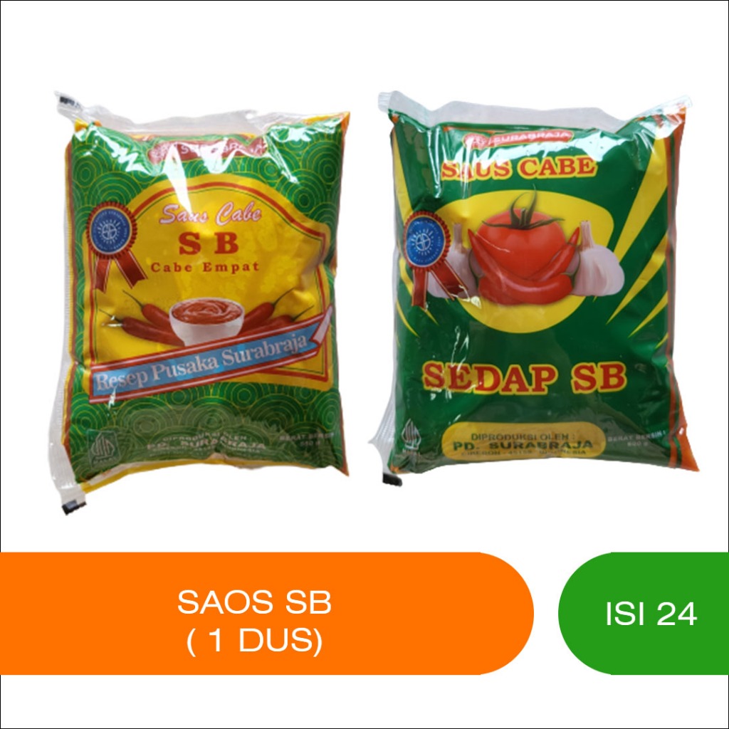 

Saos Sambal Cabe Surabraja - Saos SB 1 dus isi 24 pcs @550 gr
