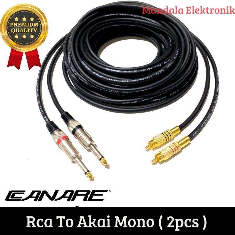 kabel audio 2 rca to 2 jack akai mono 1set 10 meter