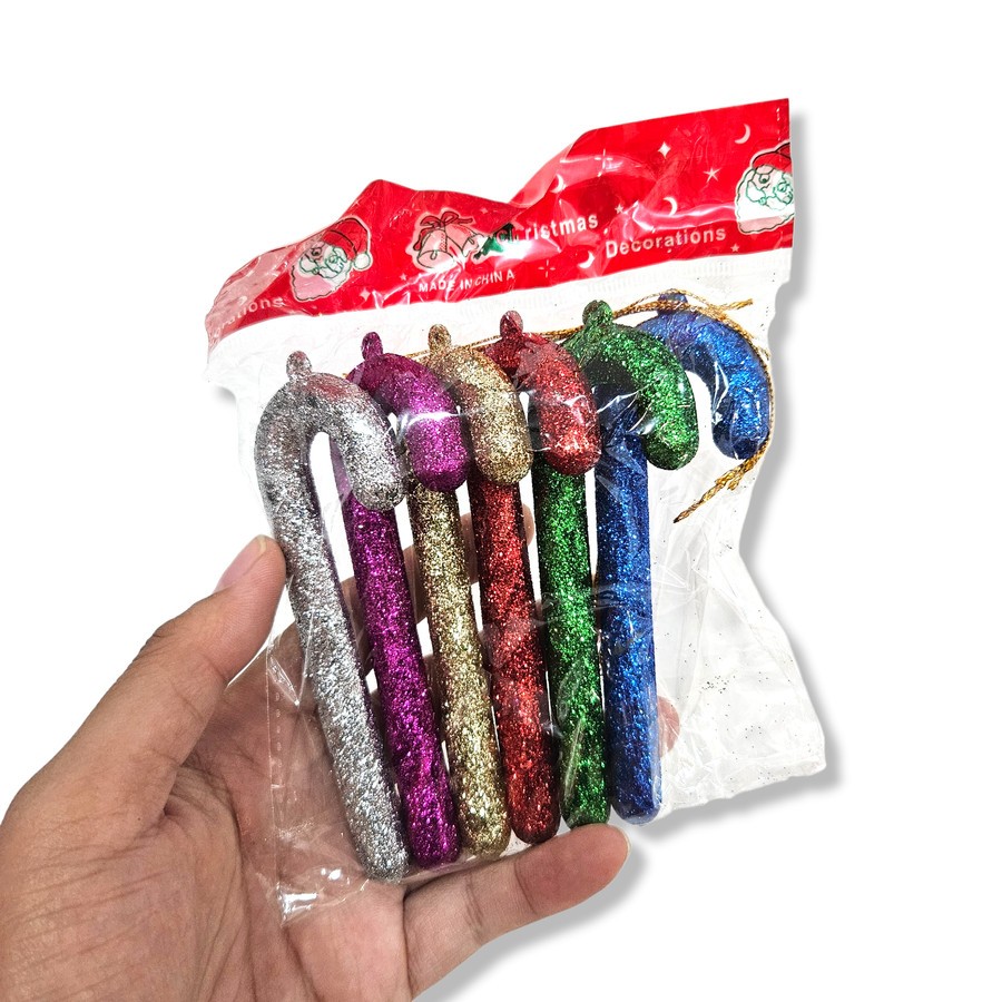 

Gantungan Tongkat Natal Glitter 12cm Isi 6 L12/18