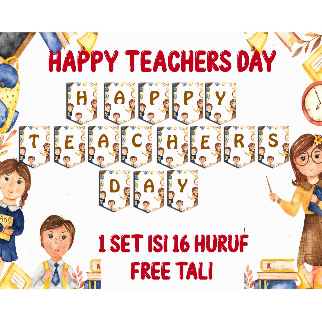 BANNER HAPPY TEACHERS DAY  HIASAN BUNTING FLAG HARI GURU