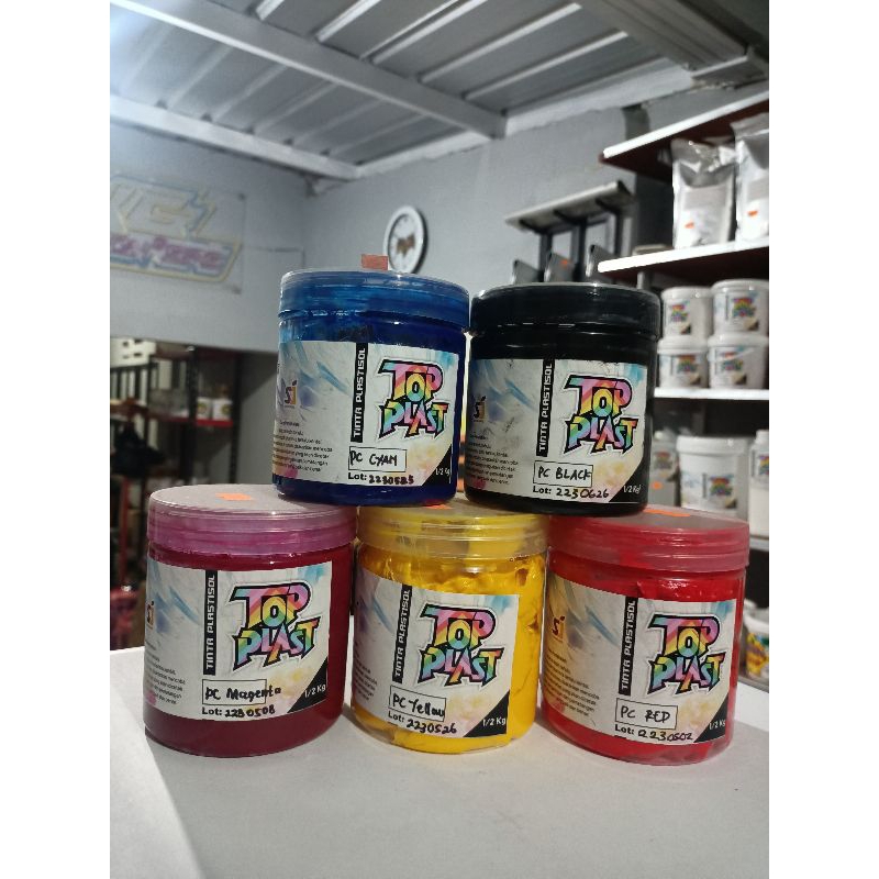 Tinta plastisol TOP PLAST PROSES CMYK kemasan 1/2kg