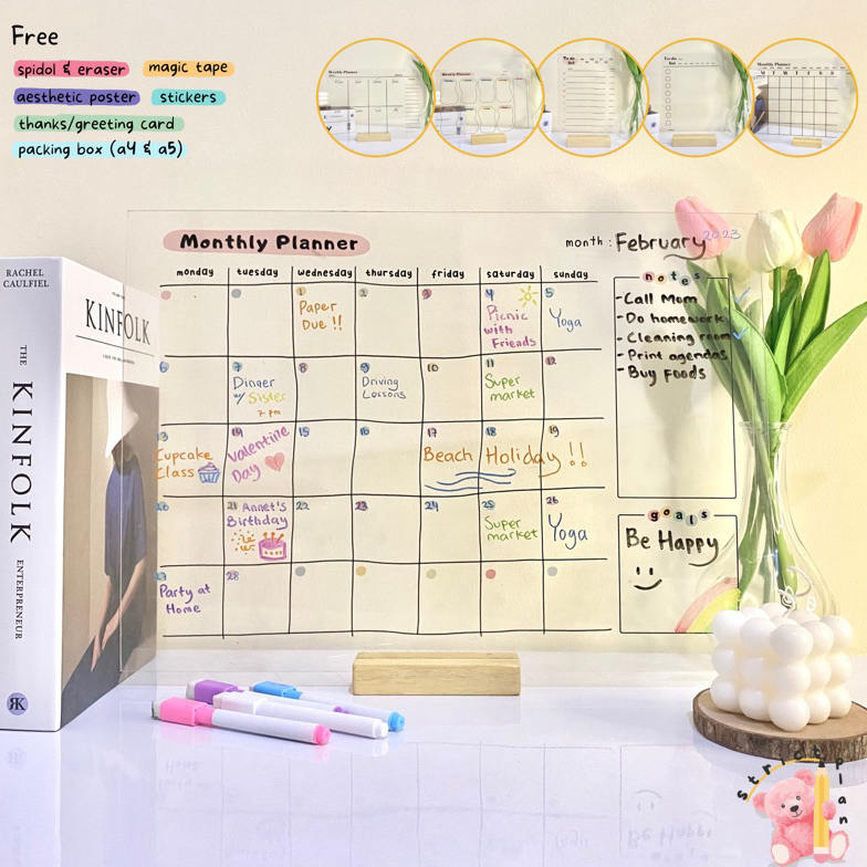 

10.10 SALE Acrylic Planner A3 A4 A5 Monthly Weekly To do list Korean aesthetic cute ins