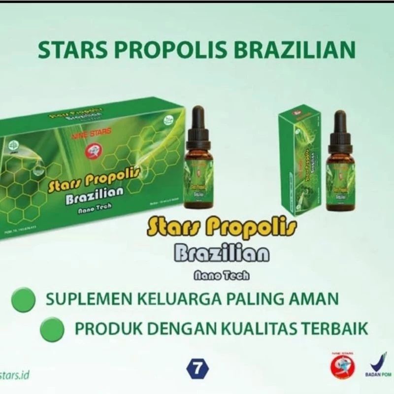 STARS PROPOLIS BRAZILIAN 1 BOX ISI 6 BOTOL STARS PROPOLIS BRAZILIAN NINE TECH STARS PROPOLIS BRAZILI