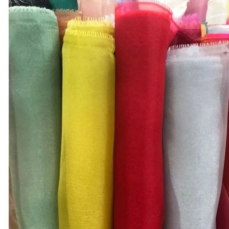 Kain/bahan organza metalik/organza pasir