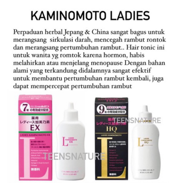 Kaminomoto Ladies Hair Tonic Jepang Rambut Rontok Tipis